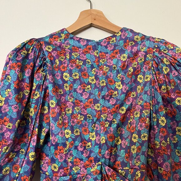 Rotate Birger Christensen Puff Sleeve Floral Mini Dress | Size 4 - Picture 8 of 10